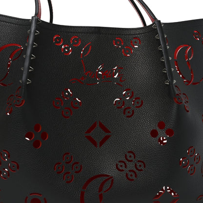 Christian Louboutin Calfskin Loubinthesky Large Perforated Cabarock Spikes Tote Black 7 of 9