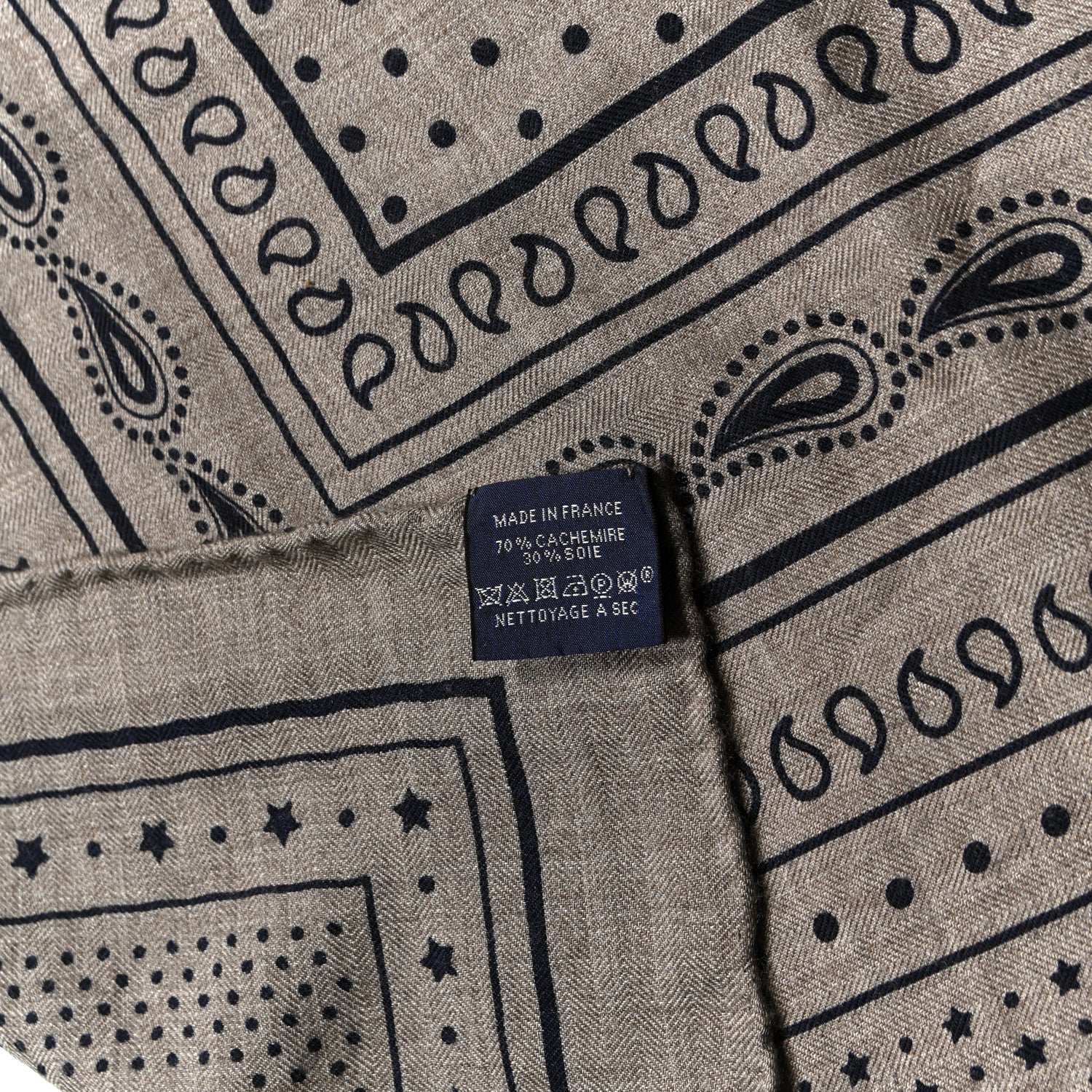 Hermes Cashmere Silk Stole Springs Bandana Shawl 140 Naturel Marine 3 of 4