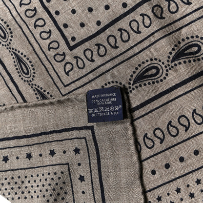 Hermes Cashmere Silk Stole Springs Bandana Shawl 140 Naturel Marine 3 of 4