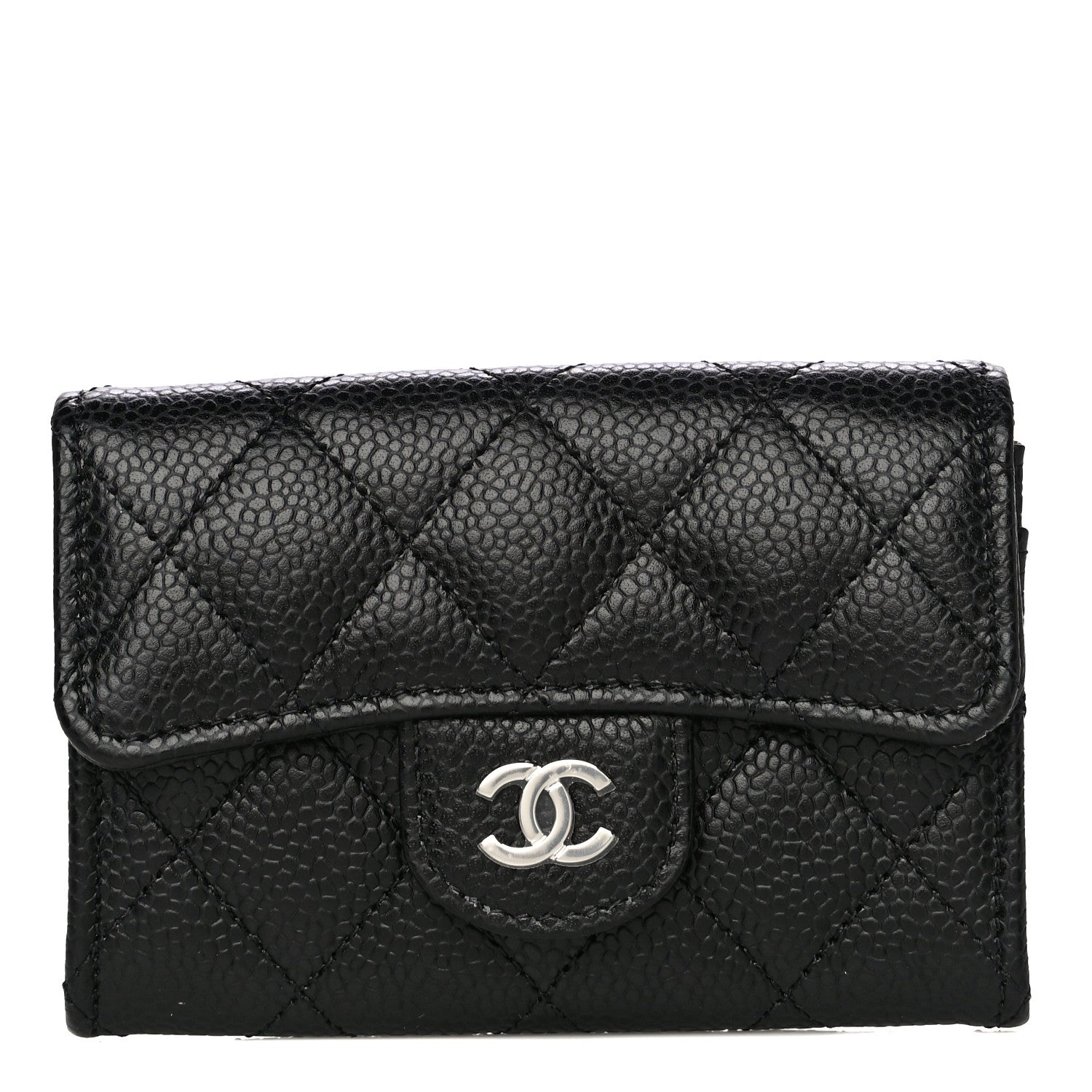 Chanel Caviar Quilted Flap Card Holder Wallet Black 1 of 11