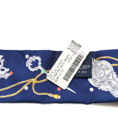 Hermes Silk Les Cles A Pois Twilly Marine Gris Argent 3 of 3