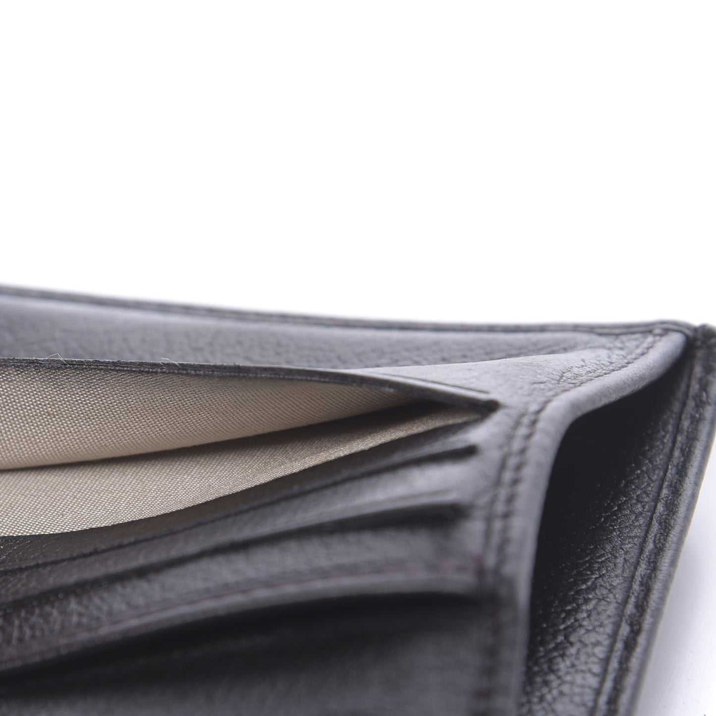 Glazed Goatskin Camellia Embossed French Flap Wallet Black
