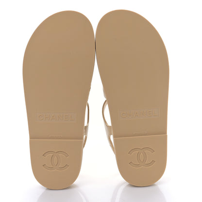 Chanel Lambskin Espadrille Sandals 37 Beige 5 of 8