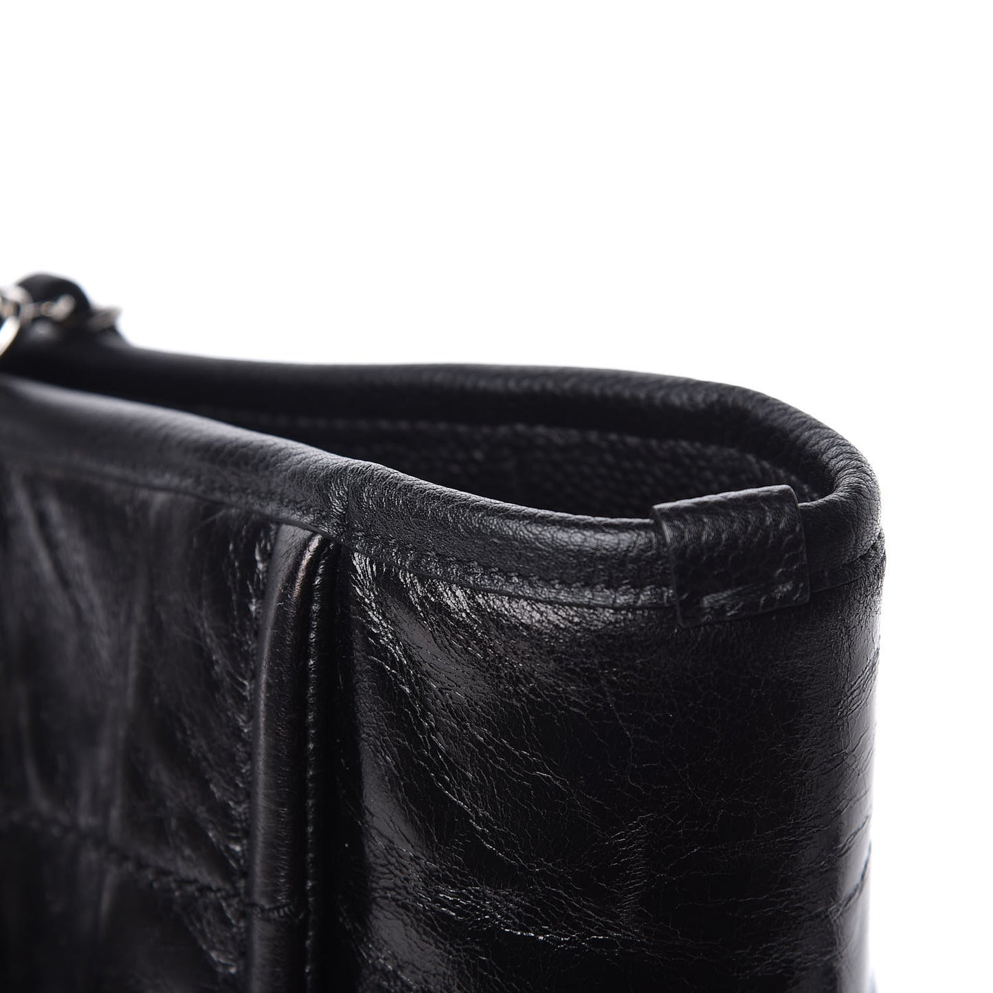 Glazed Calfskin Small Deauville Tote Black