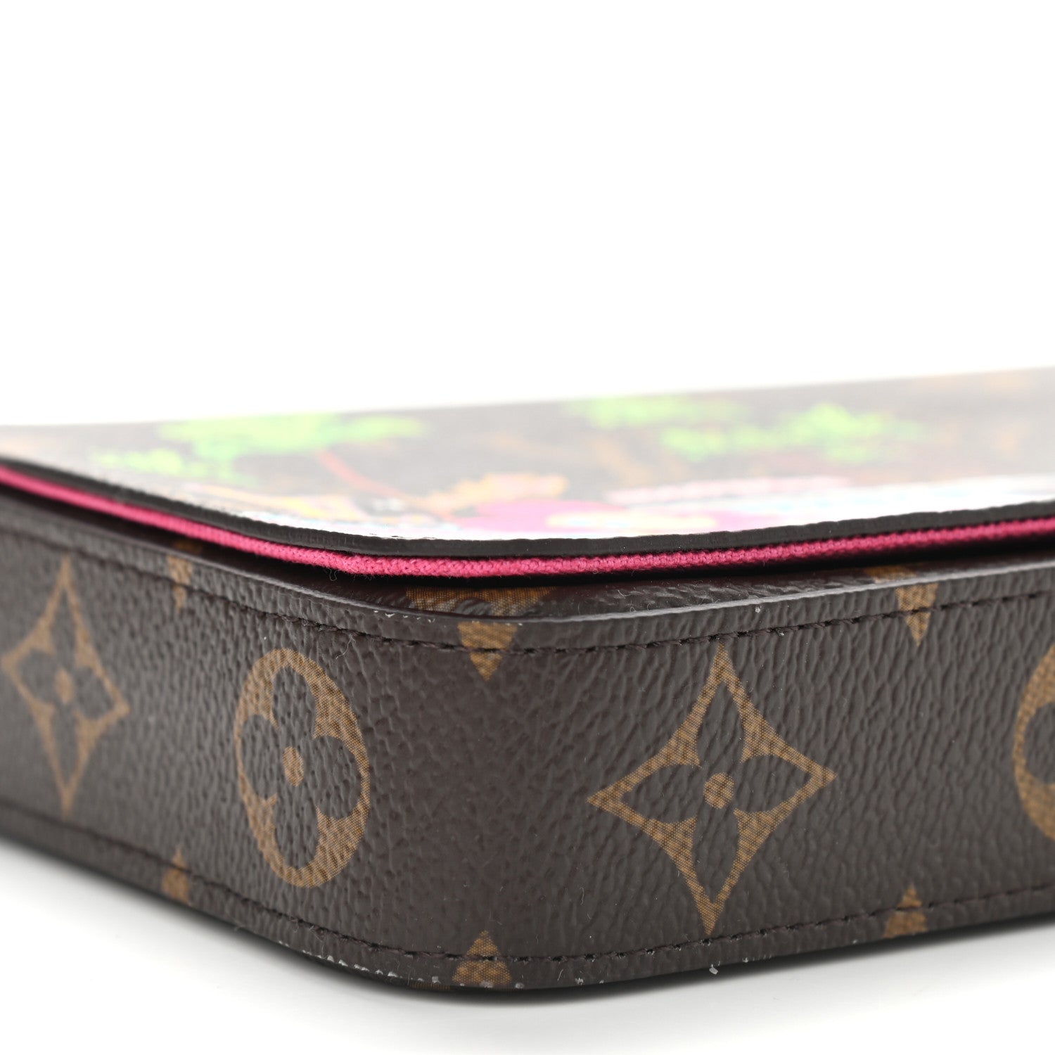 Louis Vuitton Monogram 2021 Christmas Animation Hollywood Pochette Felicie Chain Wallet Fuchsia 9 of 10
