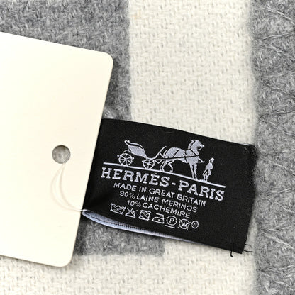 Hermes Wool Cashmere Avalon III Blanket Ecru Gris Clair 3 of 3