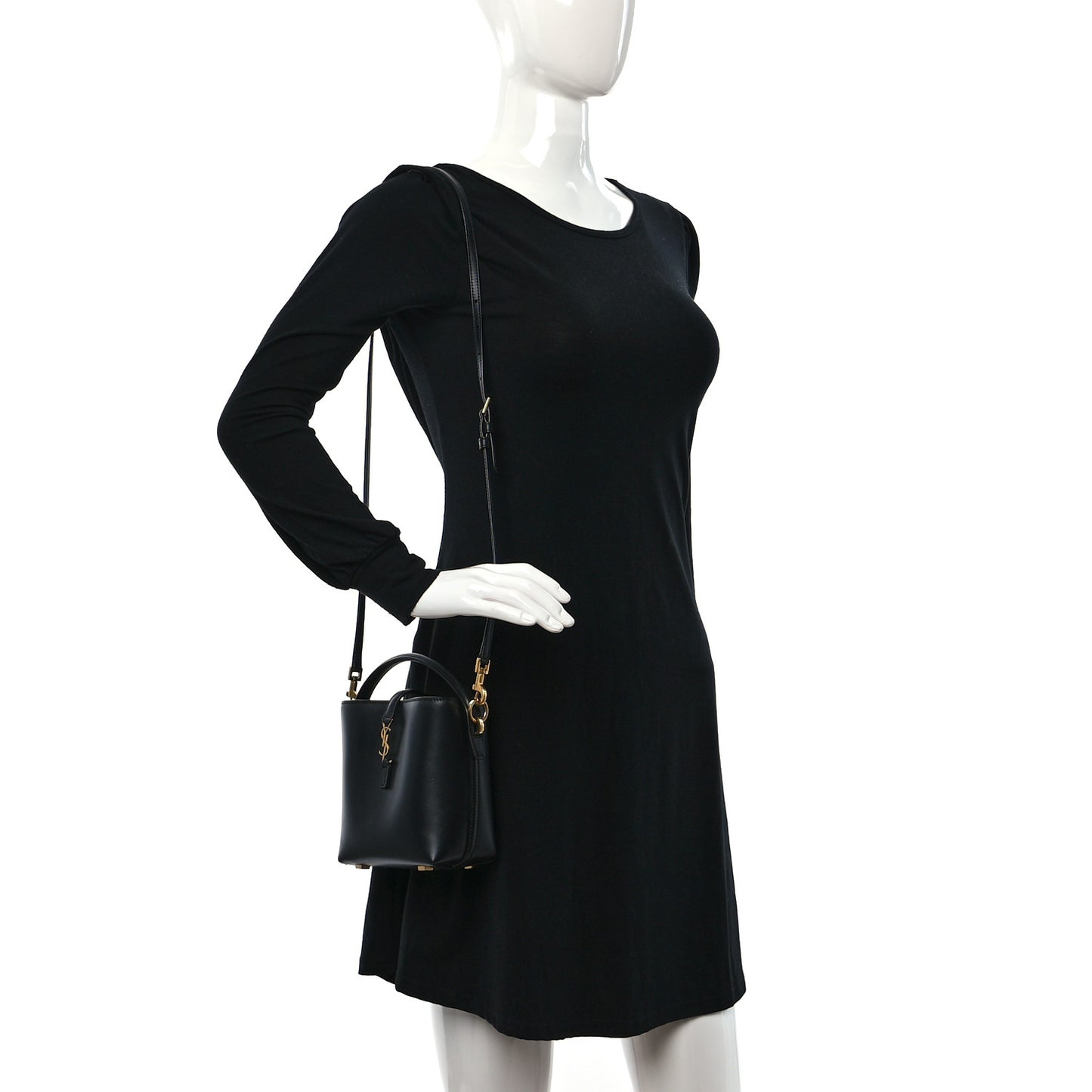 Shiny Calfskin Le 37 Mini Bucket Bag Black