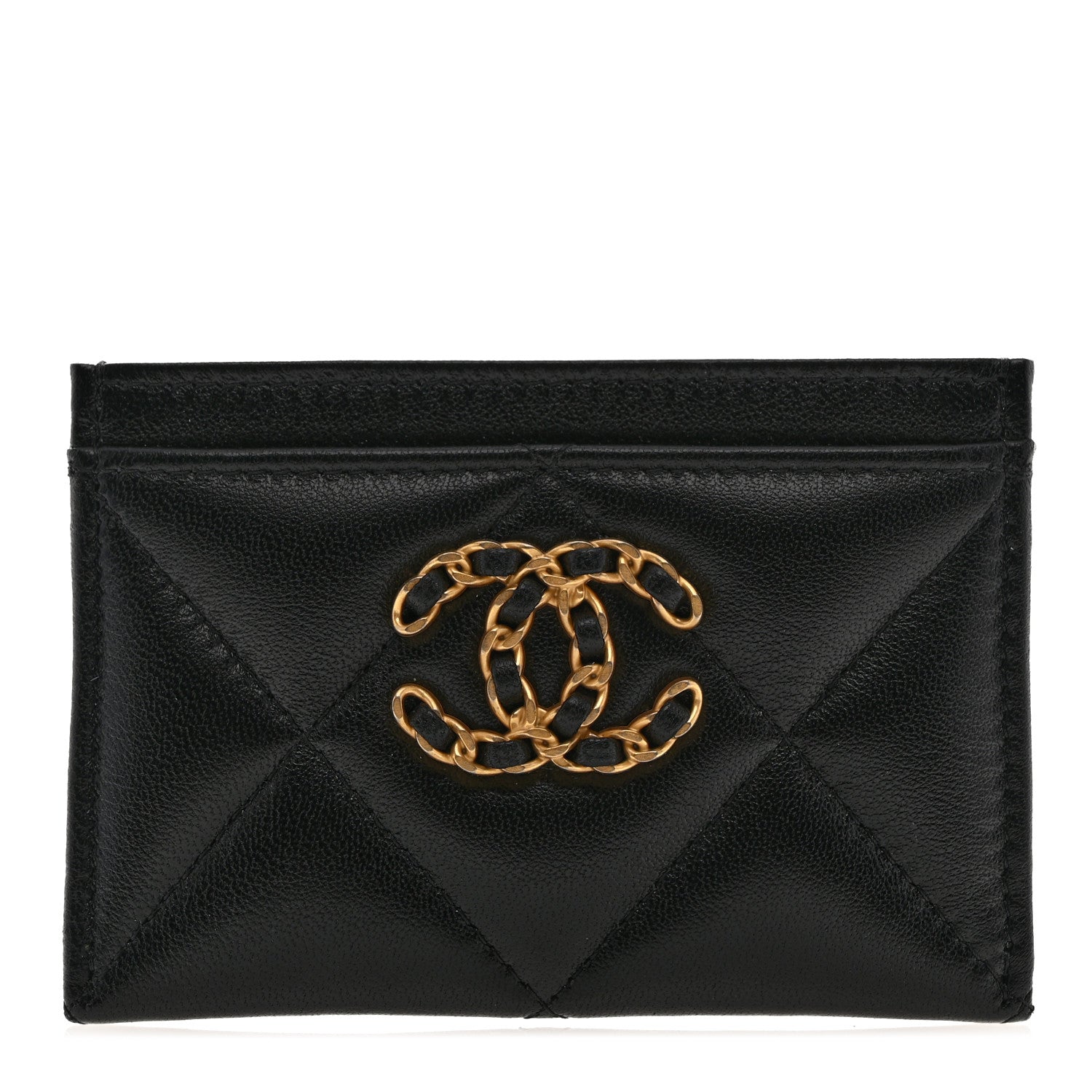 Chanel Lambskin Quilted Chanel 19 Card Holder Black 1 of 9