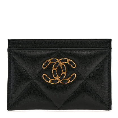 Chanel Lambskin Quilted Chanel 19 Card Holder Black 1 of 9
