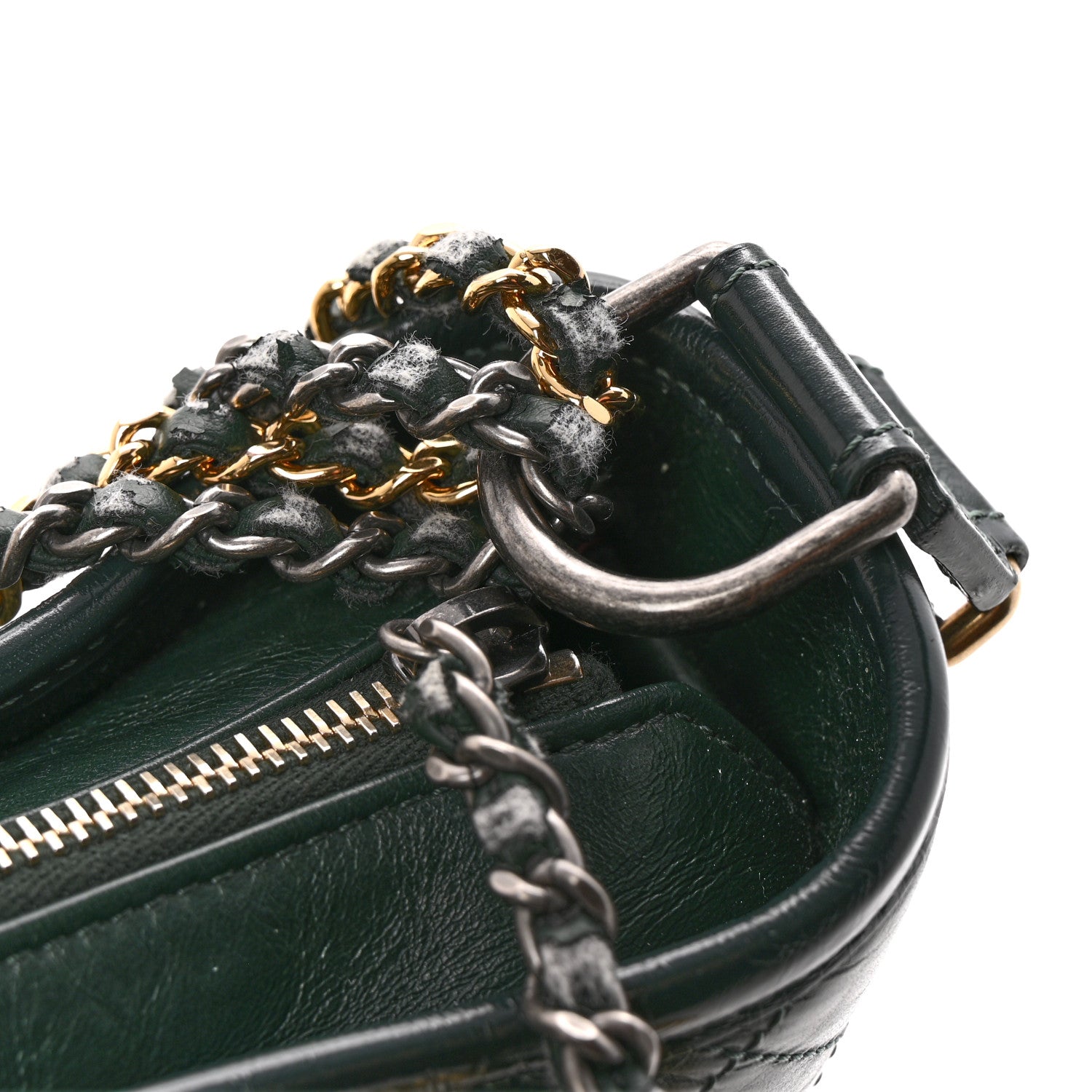 Chanel Aged Calfskin Quilted Small Gabrielle Hobo Dark Green 21 of 29