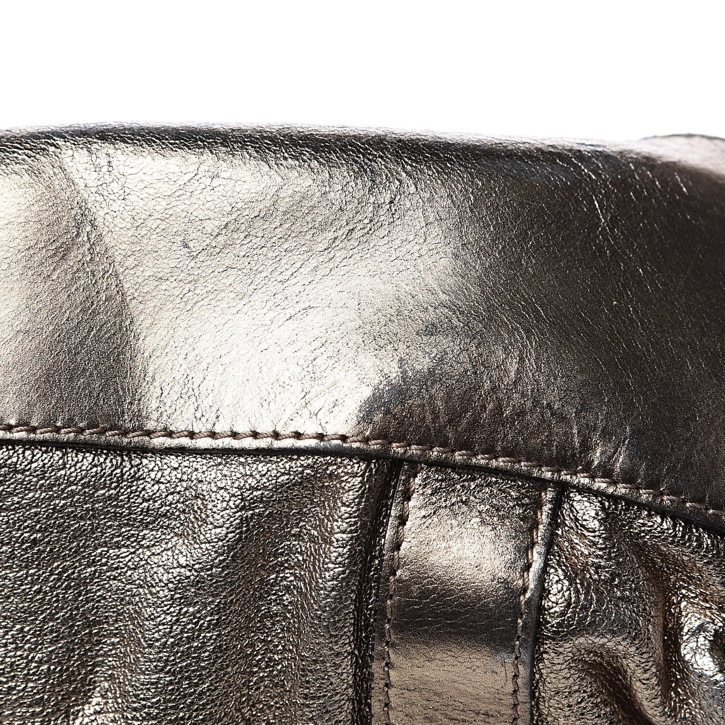 Metallic Grained Calfskin Small Curzon Satchel Gold