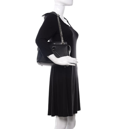 Fendi Shiny Nappa Trapuntata Small DotCom Click Chain Satchel Black 3 of 15