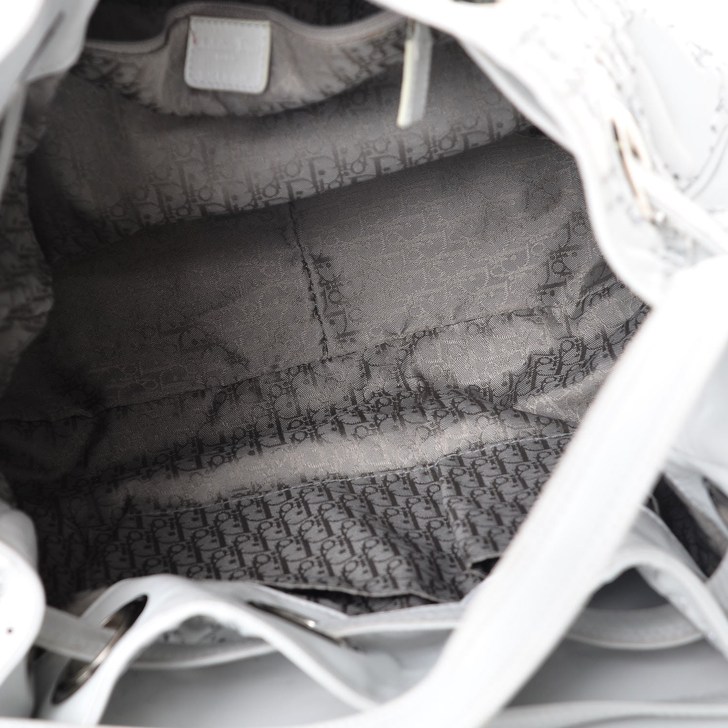 Christian Dior Lambskin Stitched Cannage Drawstring Bag White 5 of 13