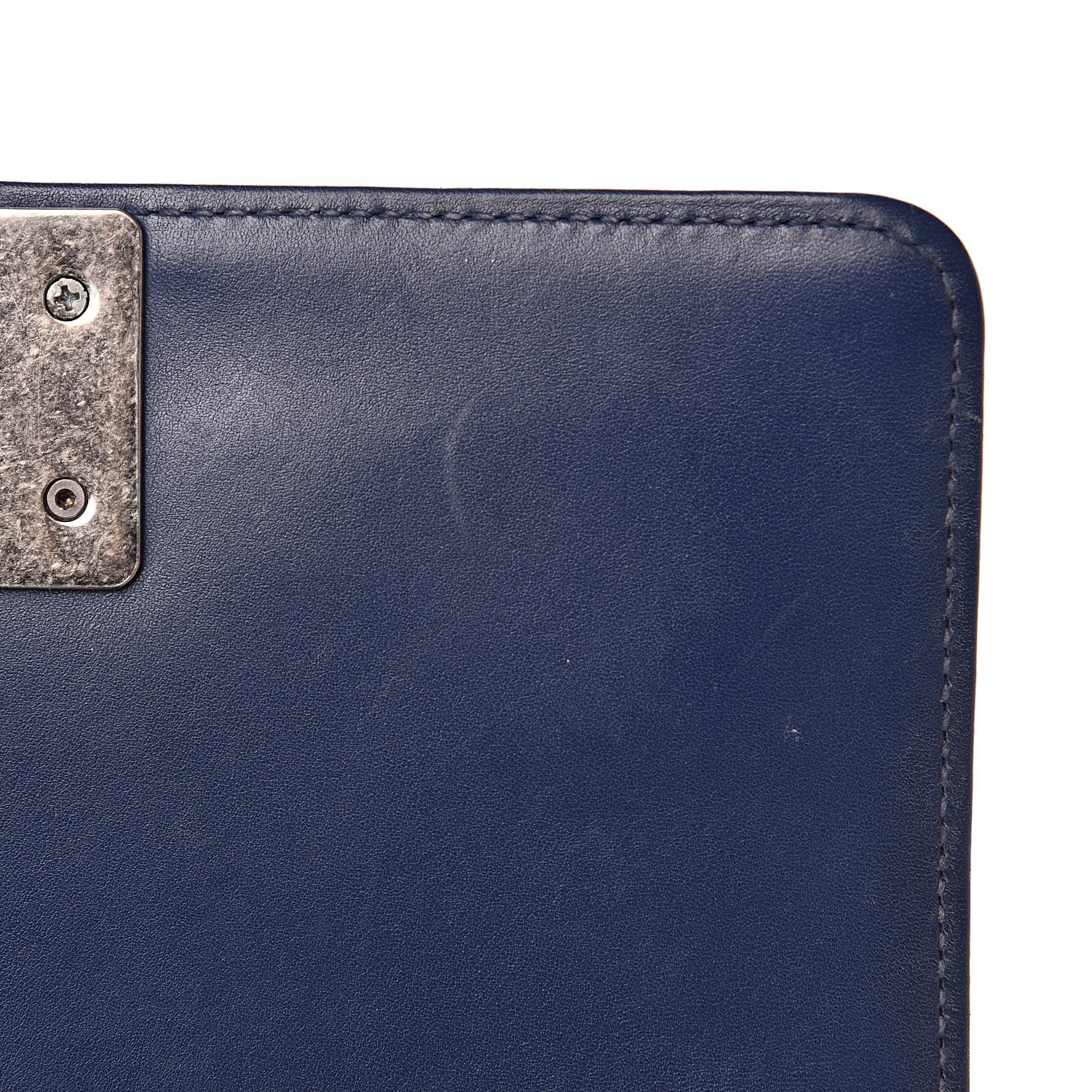 Chanel Calfskin Painted Chevron Embossed Small Boy Flap Dark Blue 14 of 18