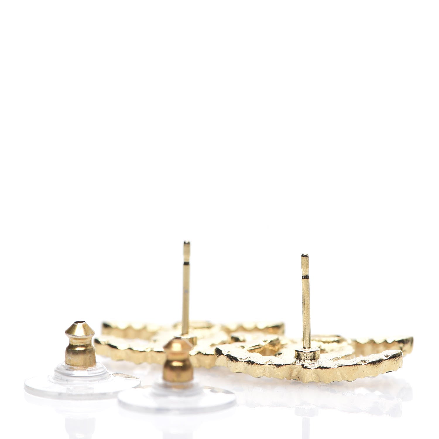 Chanel Resin Pearl Crystal CC Earrings Gold Black 3 of 4