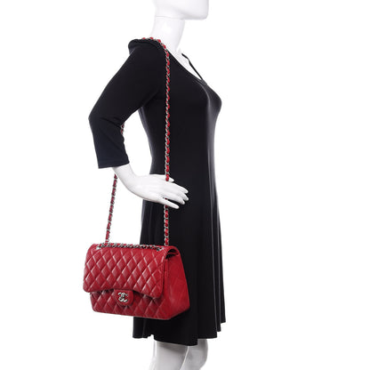 Chanel Caviar Quilted Jumbo Double Flap Red 2 of 10