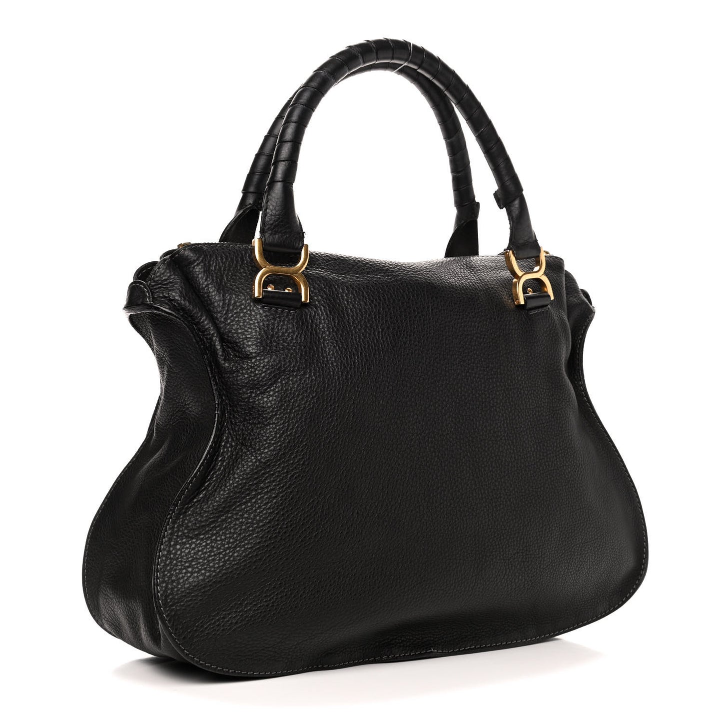 Calfskin Large Marcie Satchel Black