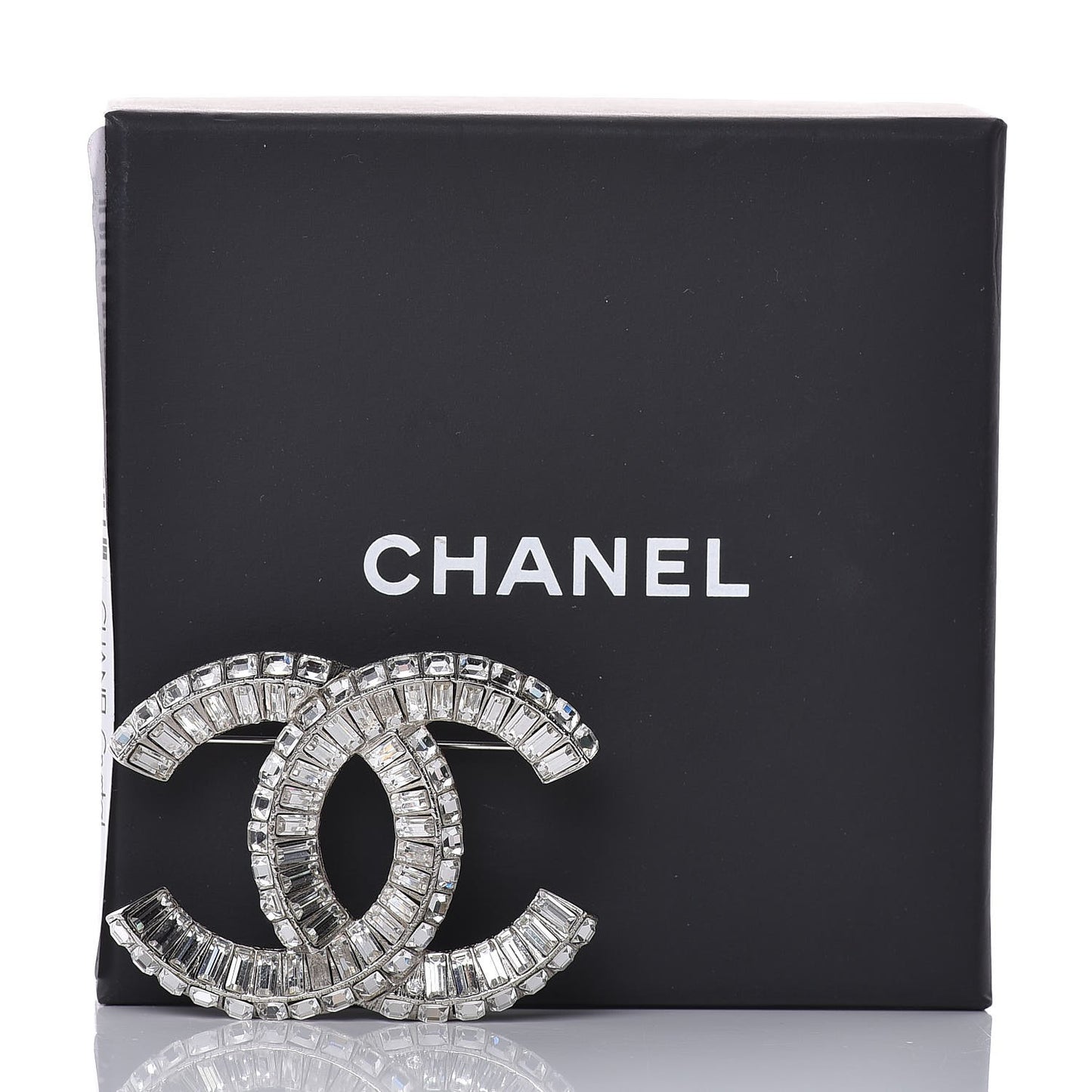 Baguette Crystal CC Brooch Silver