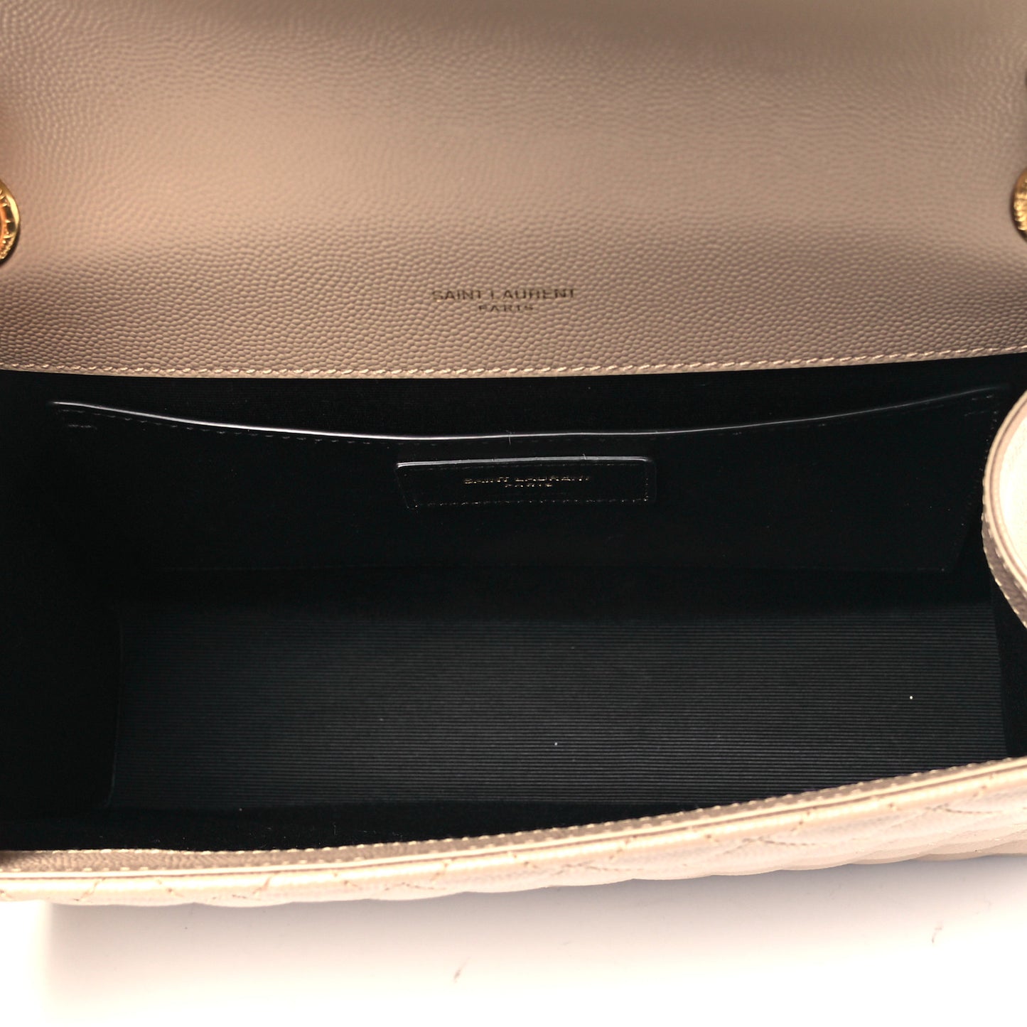 Grain De Poudre Textured Mixed Matelasse Medium Triquilt Monogram Satchel Dark Beige