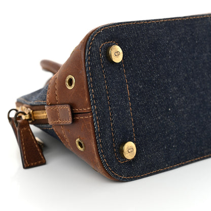 Christian Dior Denim Calfskin Street Chic Top Handle Bag Blue Brown 9 of 16