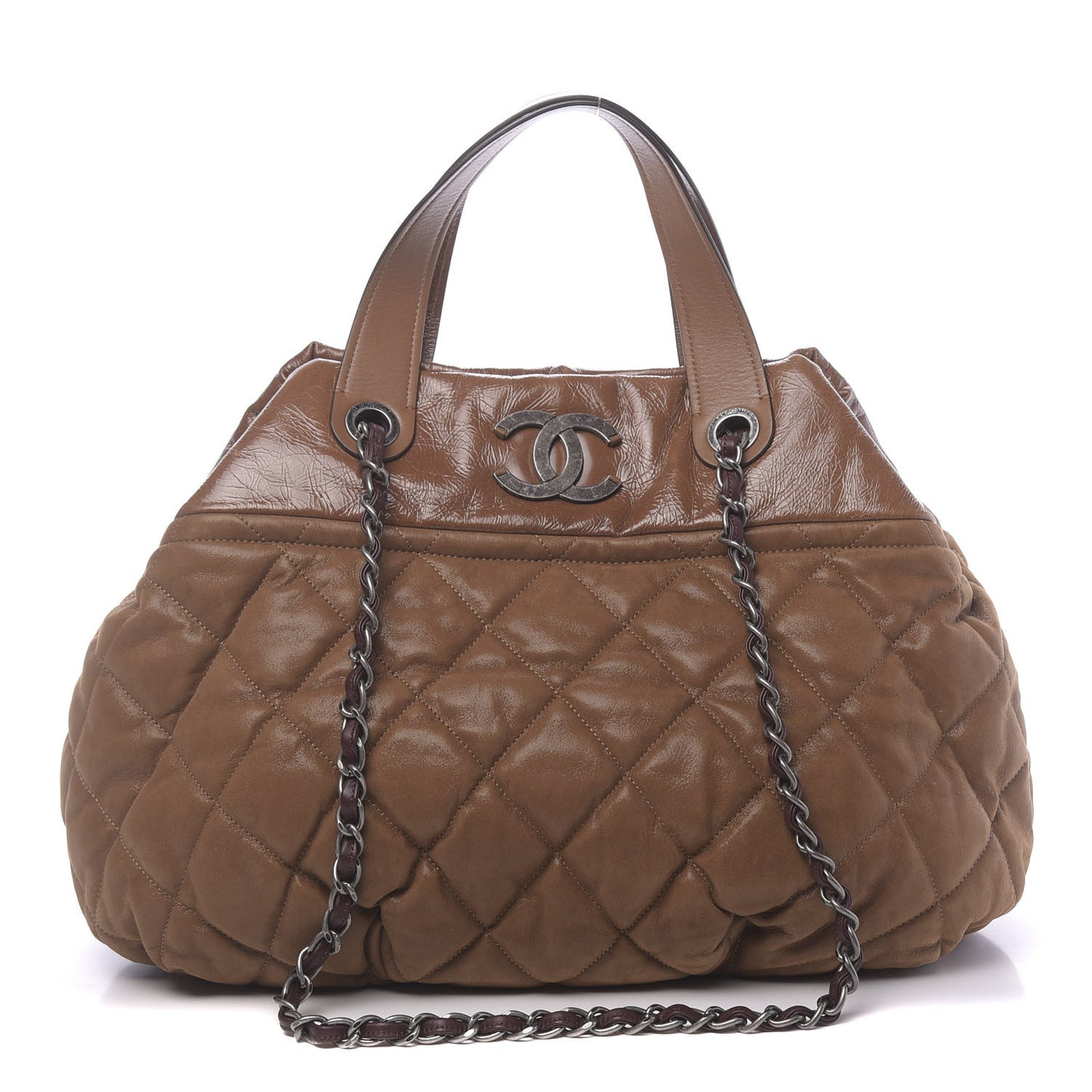 Iridescent Calfskin Large In The Mix Tote Light Brown