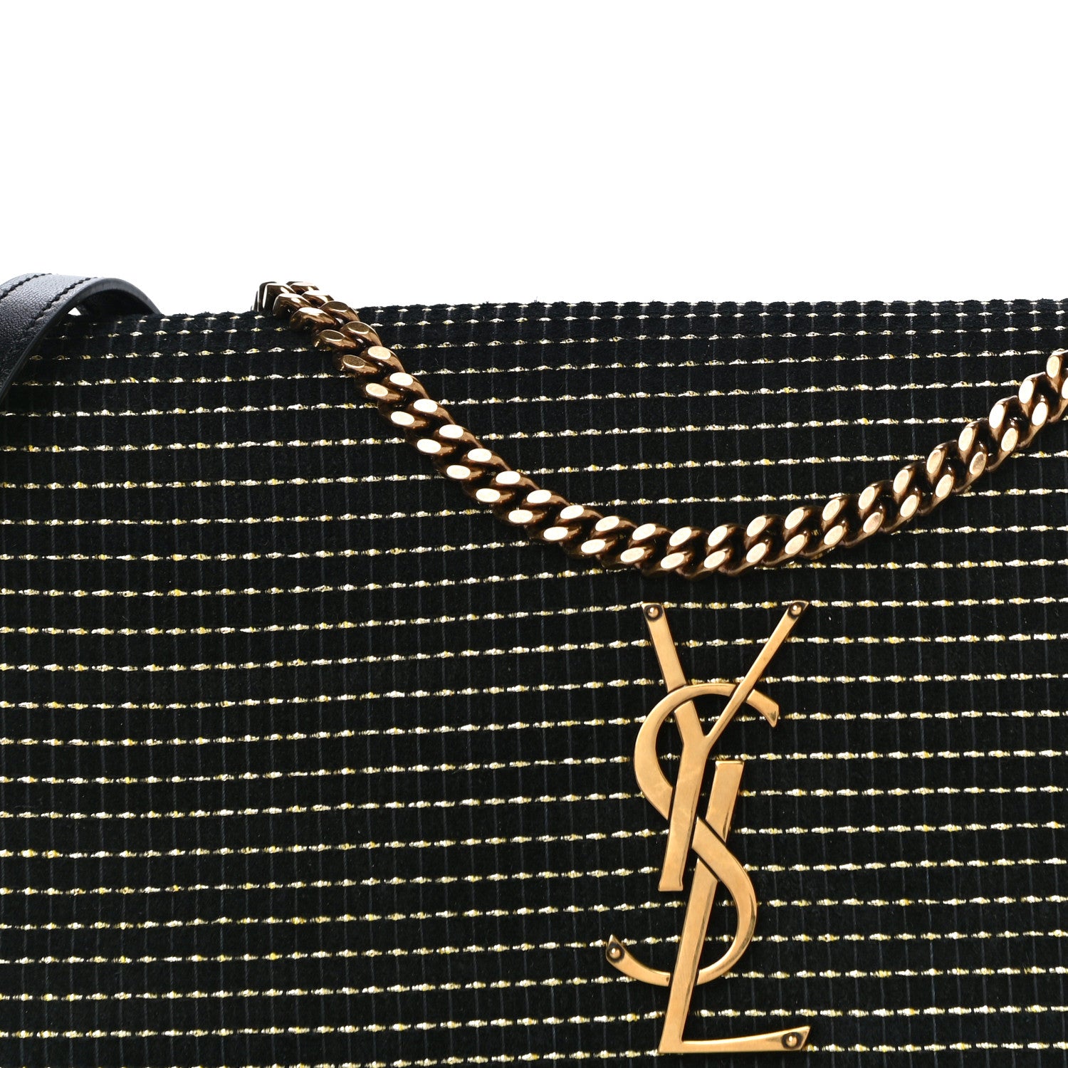 Saint Laurent Calfskin Contrast Stitching Monogram Kate 99 Black 8 of 10