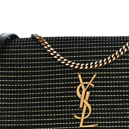 Saint Laurent Calfskin Contrast Stitching Monogram Kate 99 Black 8 of 10