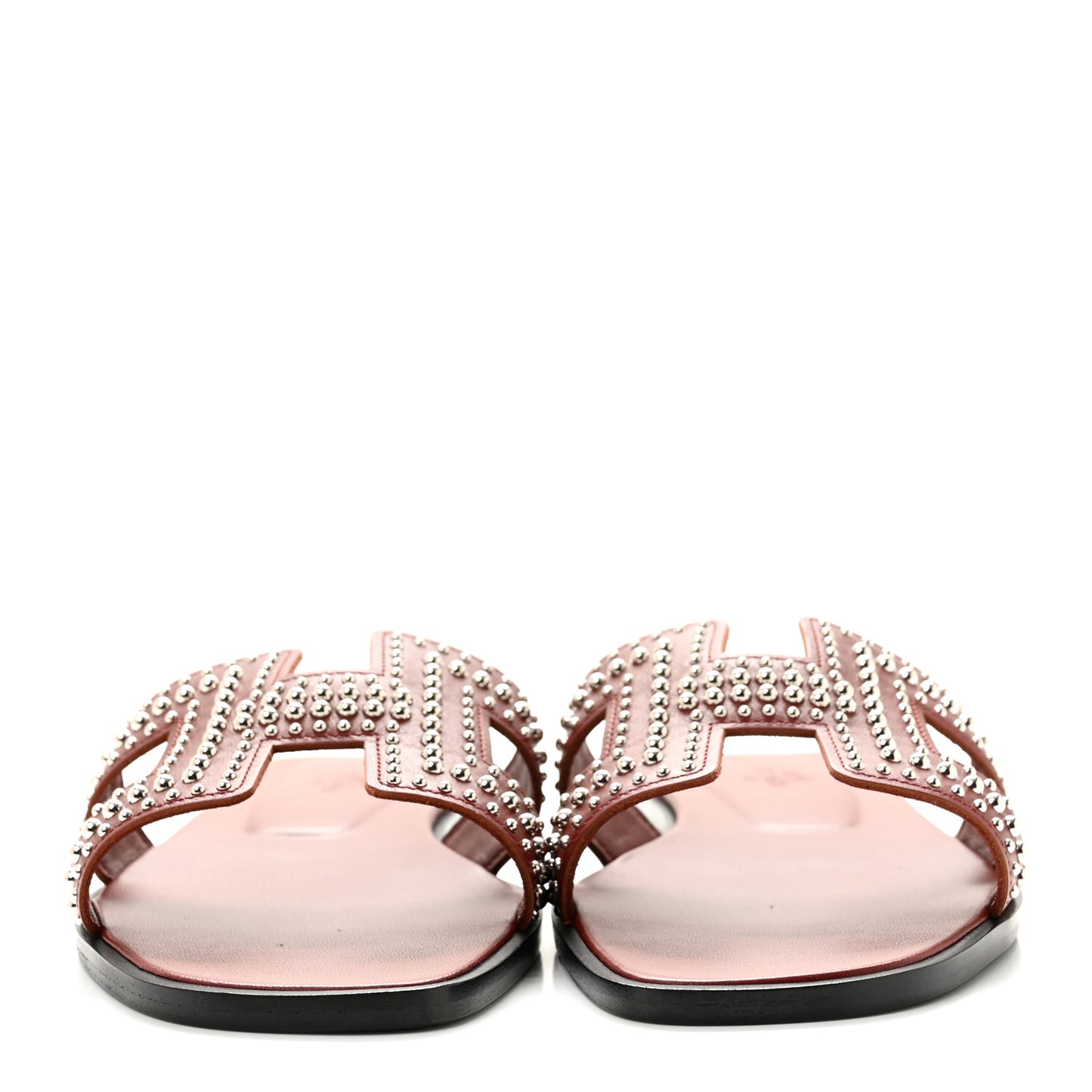 Calfskin Studded Oran Sandals 36.5 Rouge Tomette