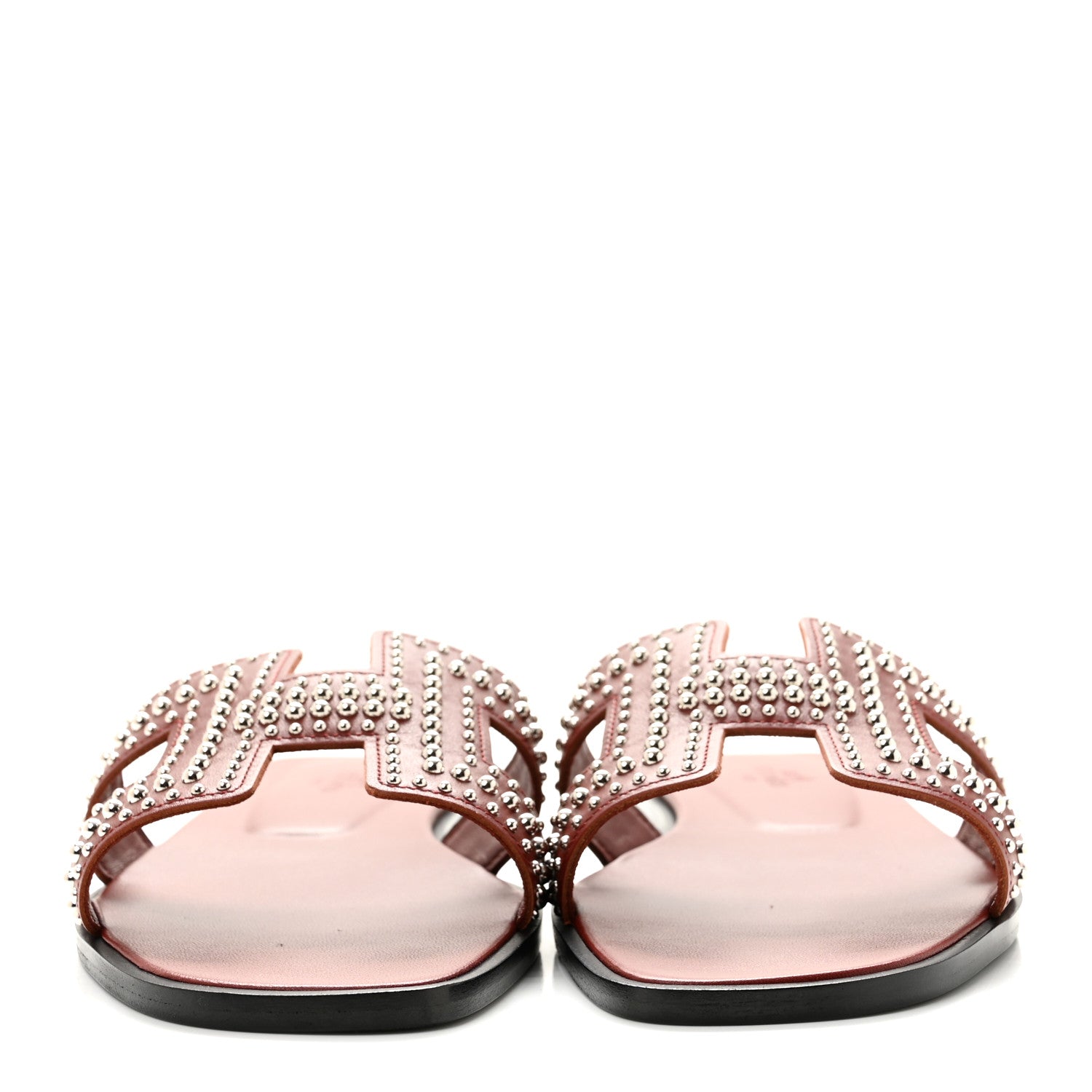 Hermes Calfskin Studded Oran Sandals 36.5 Rouge Tomette 3 of 10