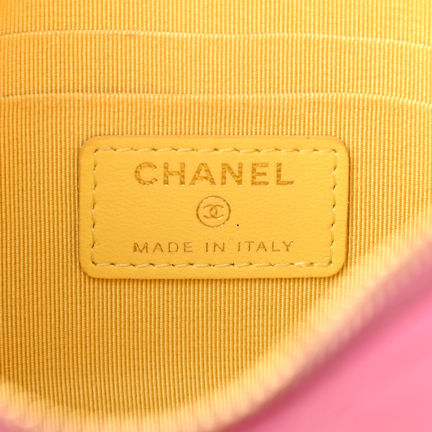 Chanel Lambskin Quilted Zipped Pouch Pink Yellow 6 of 9