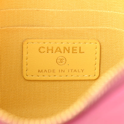 Chanel Lambskin Quilted Zipped Pouch Pink Yellow 6 of 9