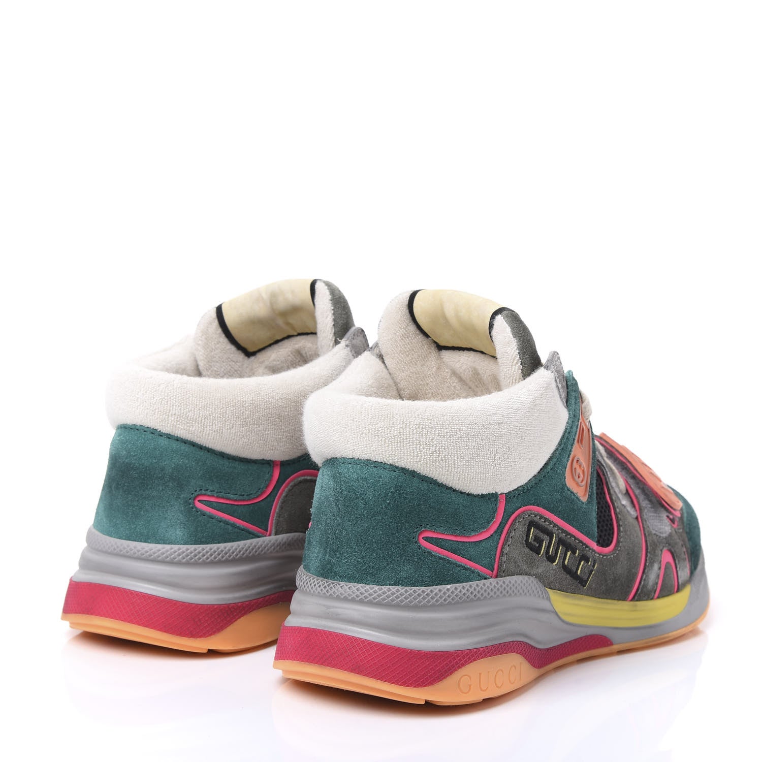 Gucci Suede Calfskin Mens Ultrapace Sneakers 6.5 Turquoise Grey 4 of 7