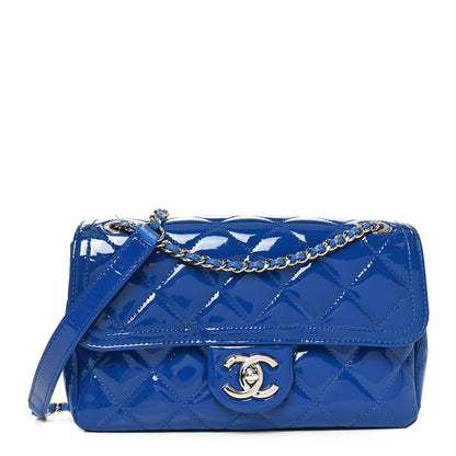 Chanel Patent Quilted Small Coco Shine Flap Blue 1 of 10