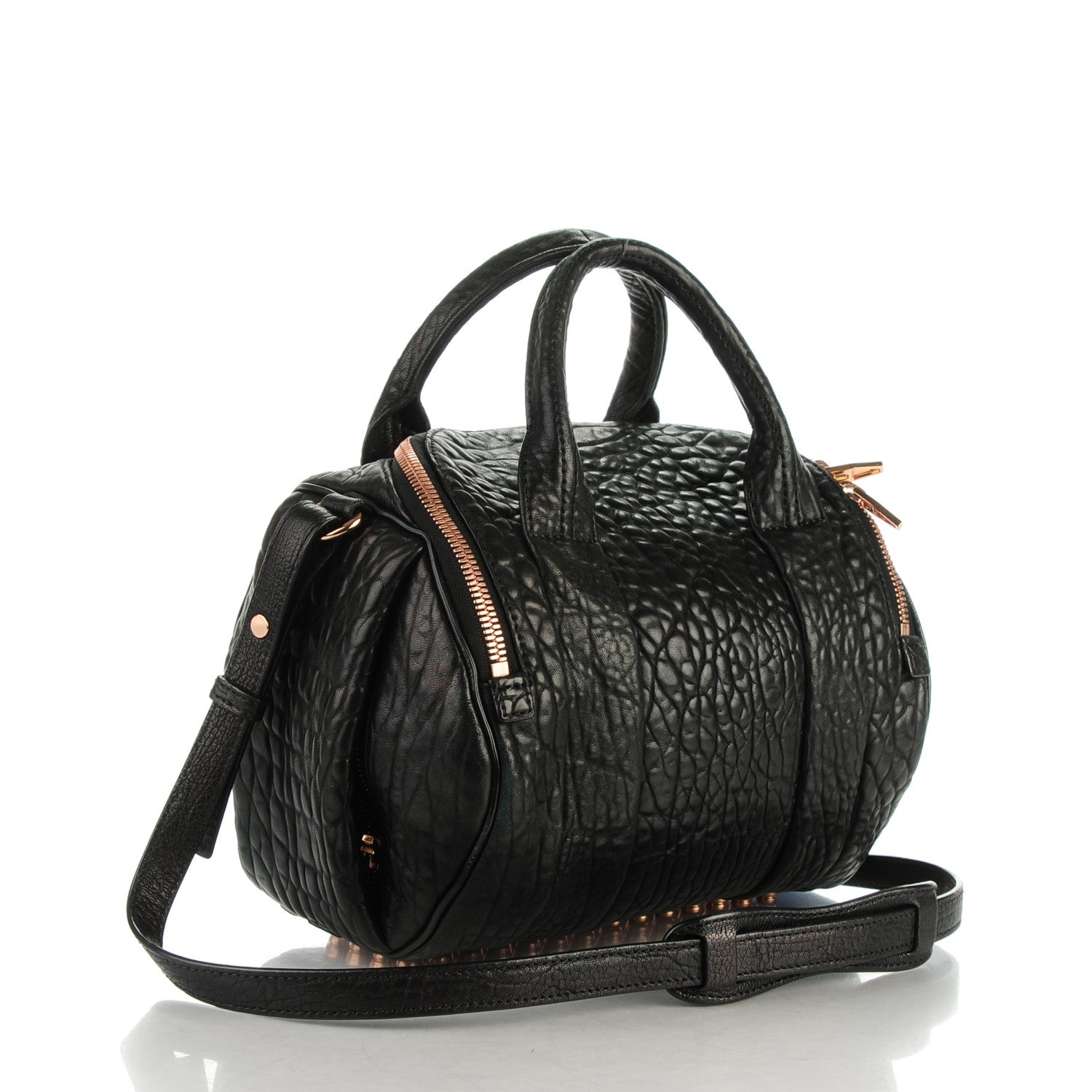 Alexander Wang Pebbled Lambskin Rockie Black Rose Gold Hardware 3 of 6