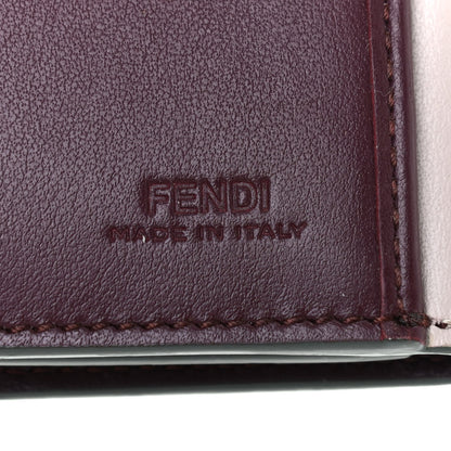 Fendi Vitello Century Bi-Color Peekaboo Compact Wallet Grigio Polvere Bordeaux 6 of 7