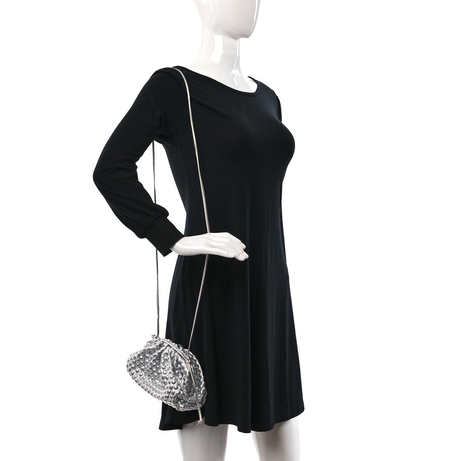 Bottega Veneta Metallic Fabric Bubble Wrap The Mini Pouch Silver 2 of 9