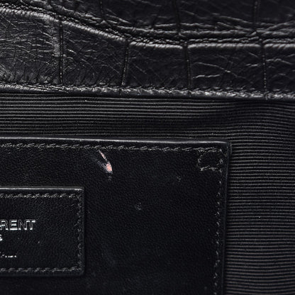Saint Laurent Calfskin Crocodile Embossed Classic Kate Monogram Clutch Black 8 of 8