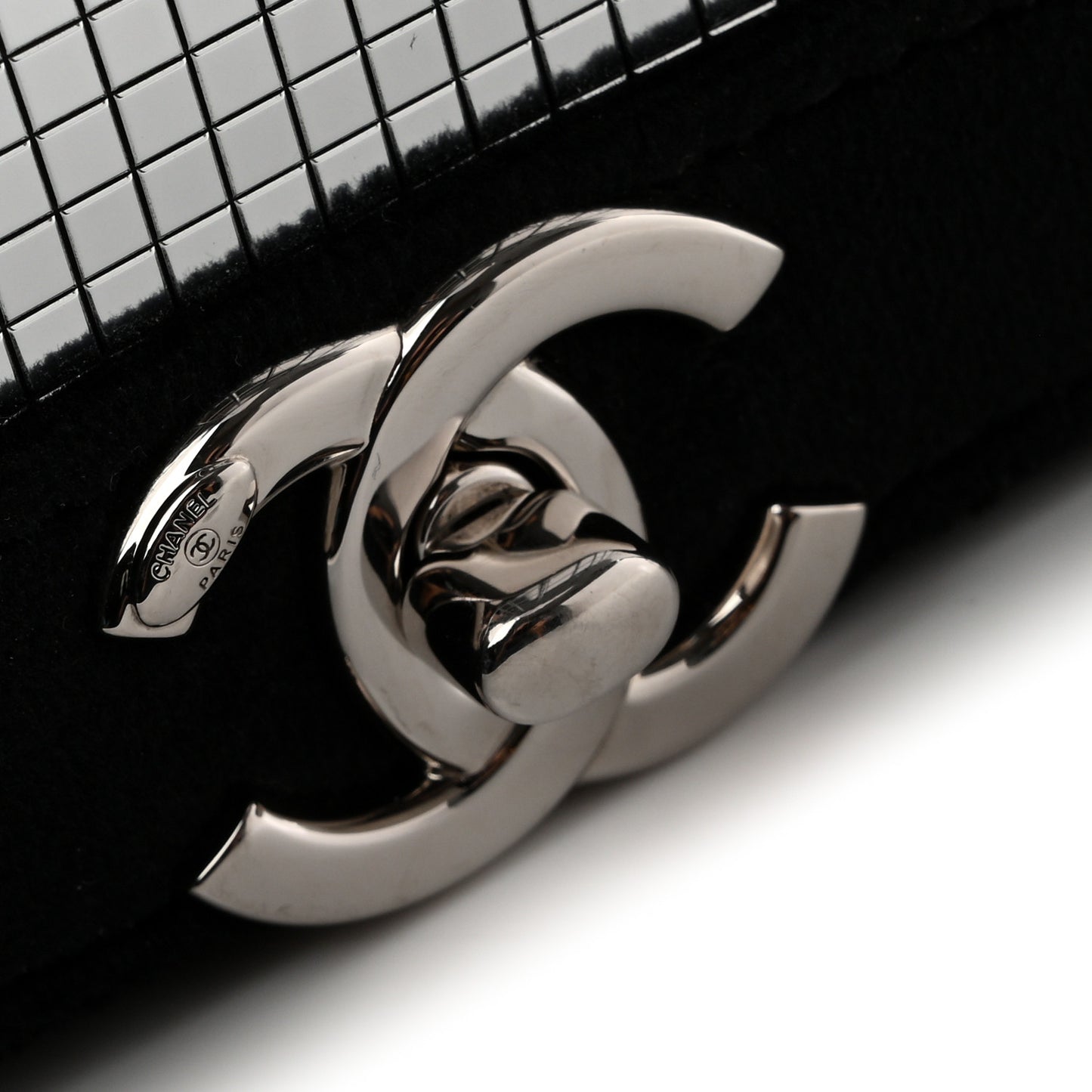 Velvet Mirror Embellished Boy Wallet On Chain WOC Argent