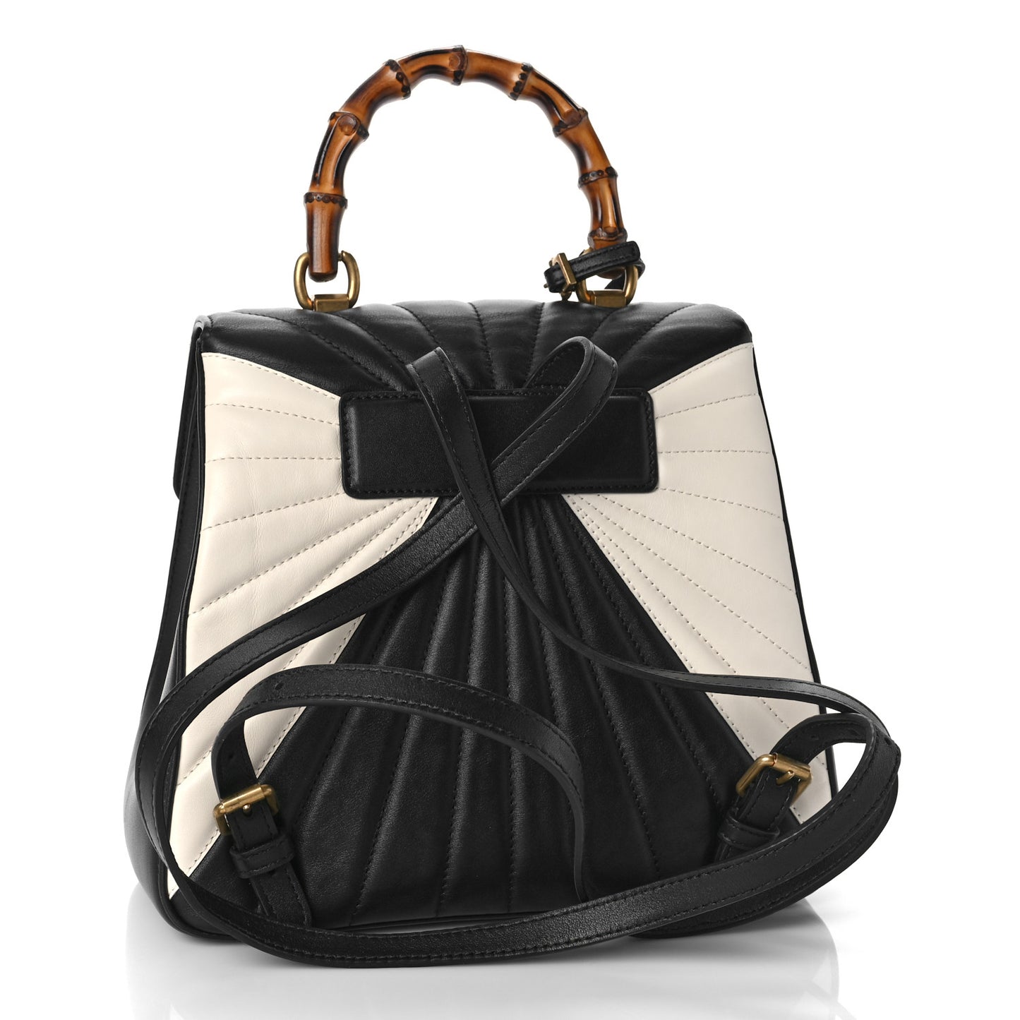 Calfskin Bamboo Trapuntata Queen Margaret Backpack Mystic White Black