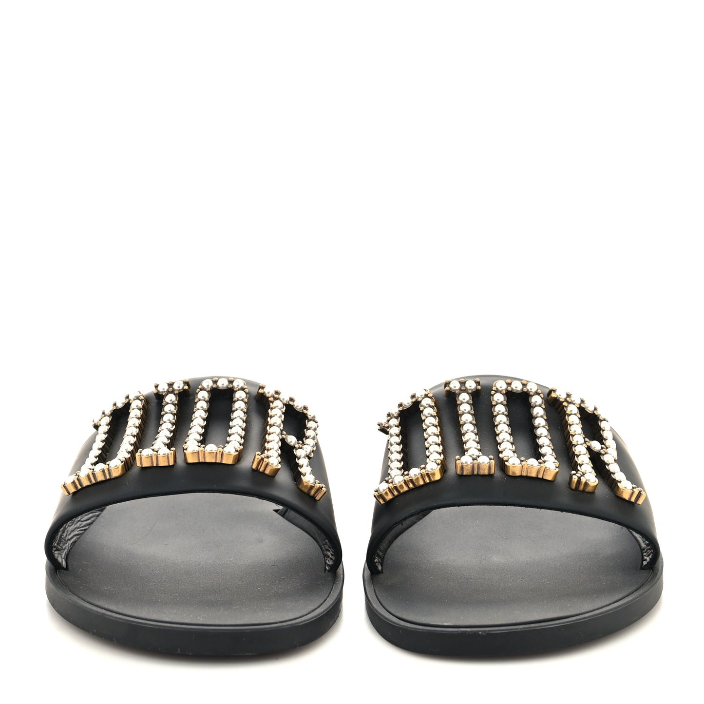 Matte Calfskin Pearl Dio(r)evolution Slide Sandals 40 Black
