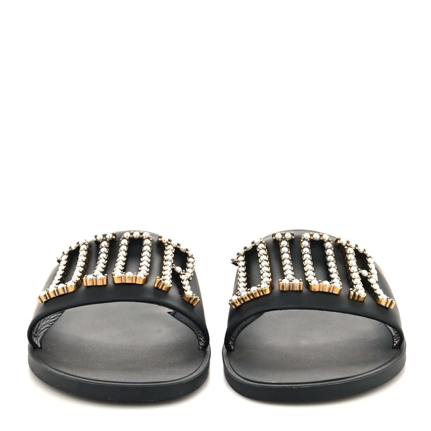 Christian Dior Matte Calfskin Pearl Dio(r)evolution Slide Sandals 40 Black 2 of 8