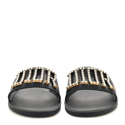 Christian Dior Matte Calfskin Pearl Dio(r)evolution Slide Sandals 40 Black 2 of 8