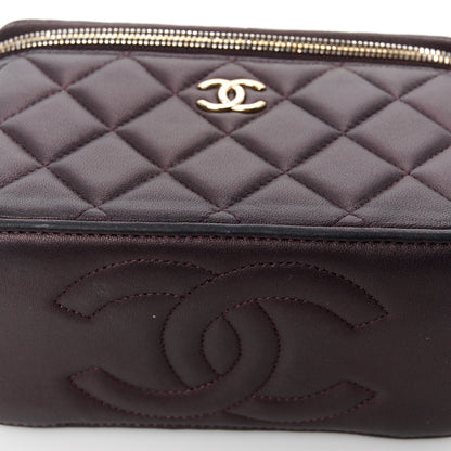 Chanel Iridescent Lambskin Quilted Small Top Handle Vanity Case With Chain Burgundy 16 of 16