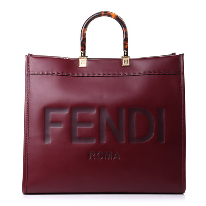 Fendi Vitello King Plexiglass Logo Embossed Large Fendi Sunshine Shopper Tote Barolo 1 of 12