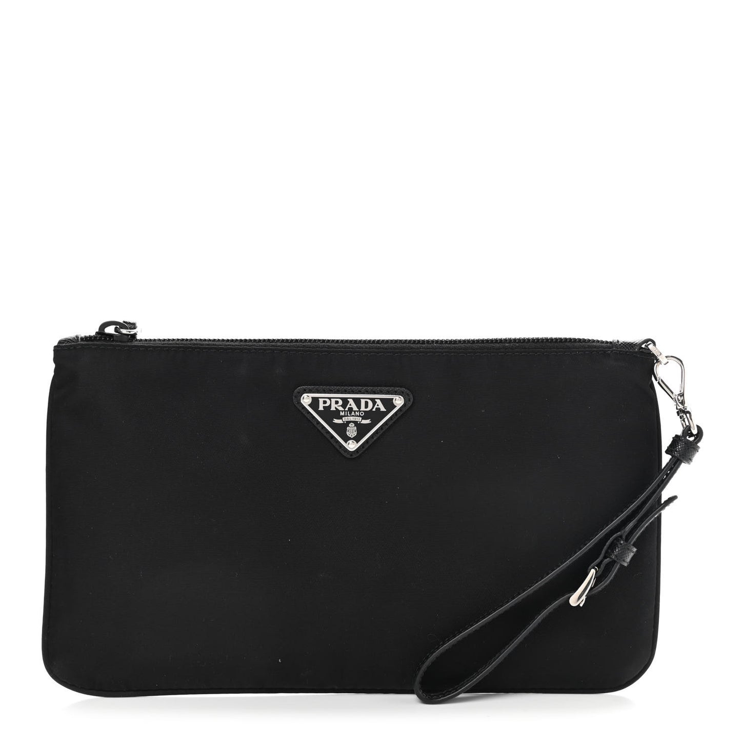 Re-Nylon Saffiano Pouch Wristlet Black