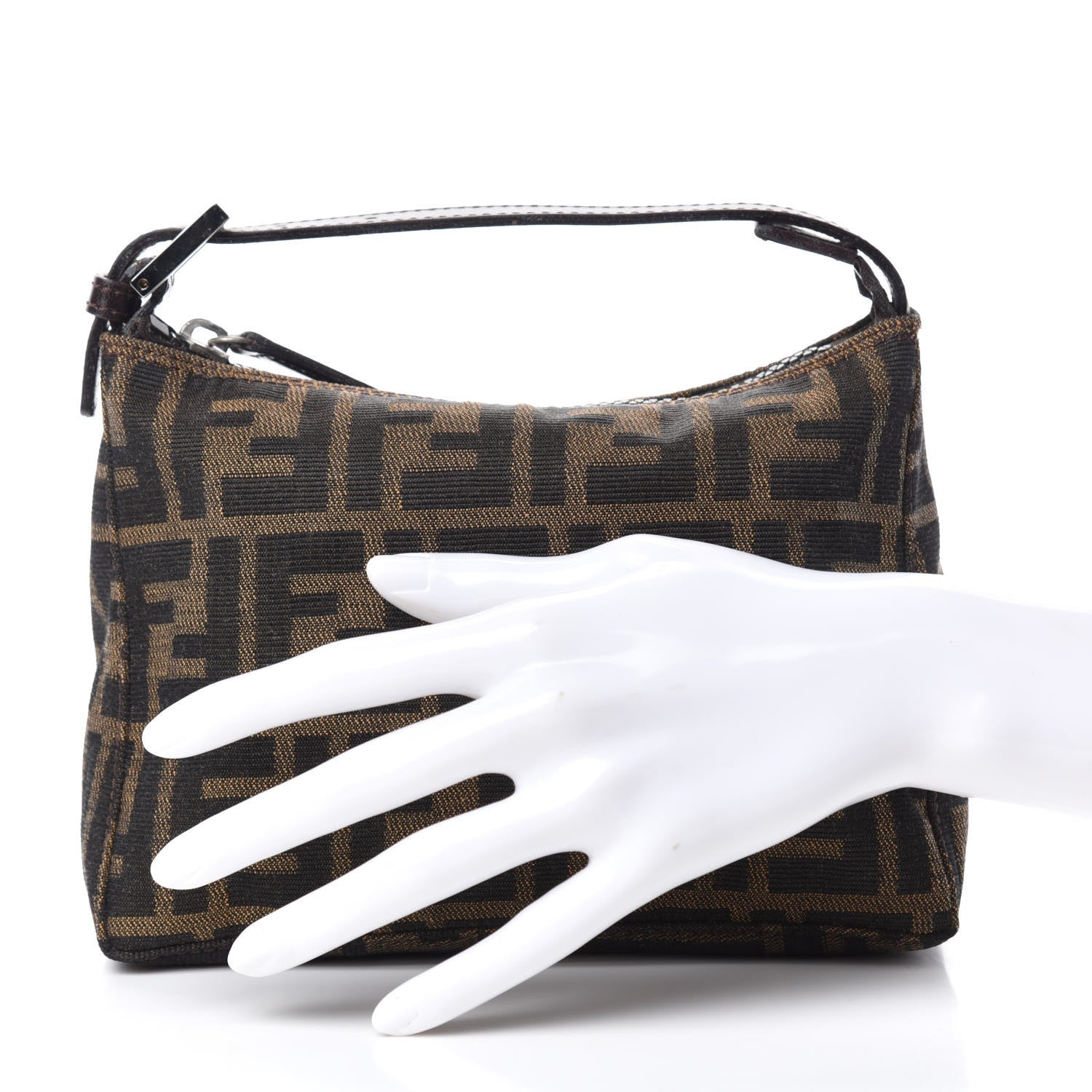 fendi tobacco zucca canvas mini pochette bag Authentic Brown Print Pouch Paris Station Shop Fendi Tobacco Zucca Coated Canvas