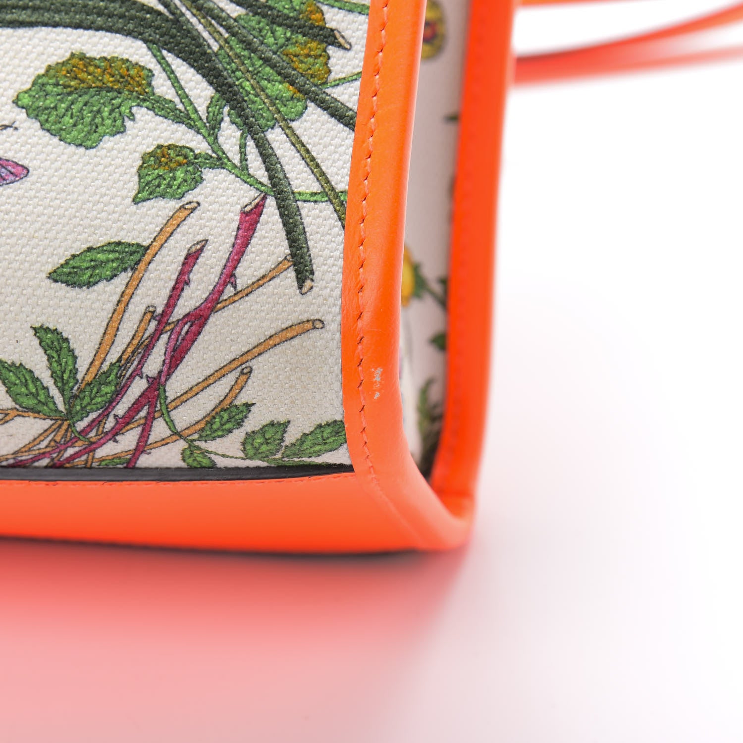 Gucci Canvas Medium Flora Tote White Multicolor Orange Fluo 13 of 16
