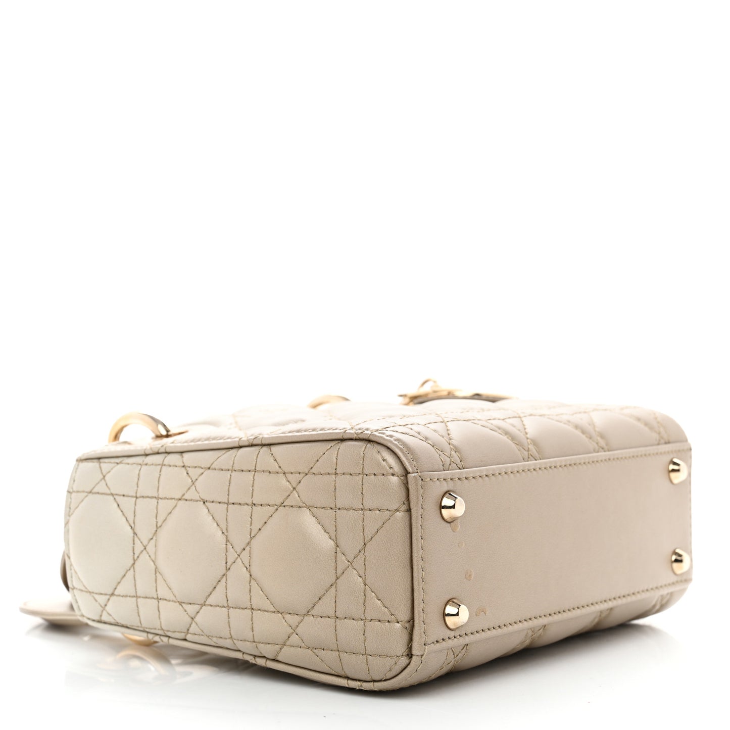Metallic Lambskin Cannage Mini Lady Dior Gold