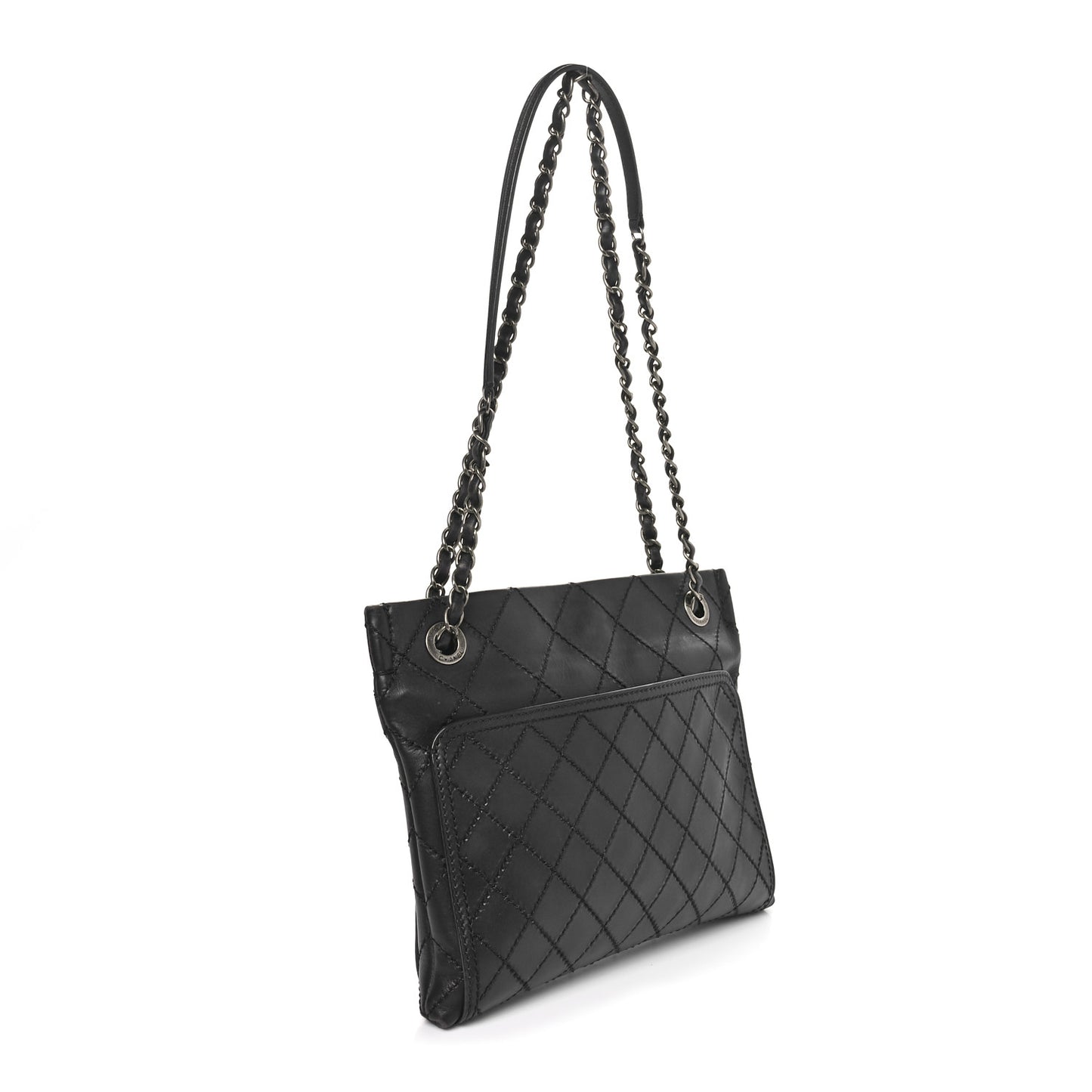 Calfskin Wild Stitch Small Shopping Tote Black