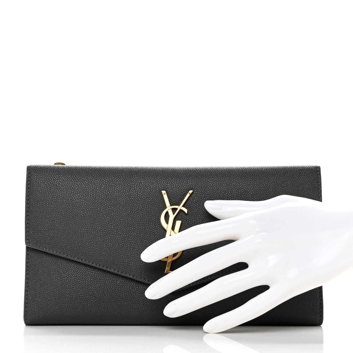Saint Laurent Grain De Poudre Monogram Uptown Wallet Storm 2 of 8